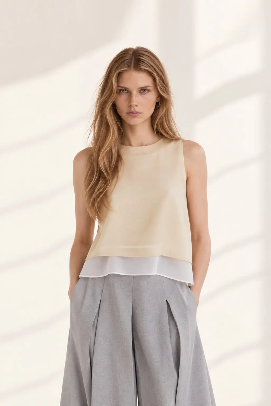 A-Line Sleeveless Tank Top (Light Yellow)