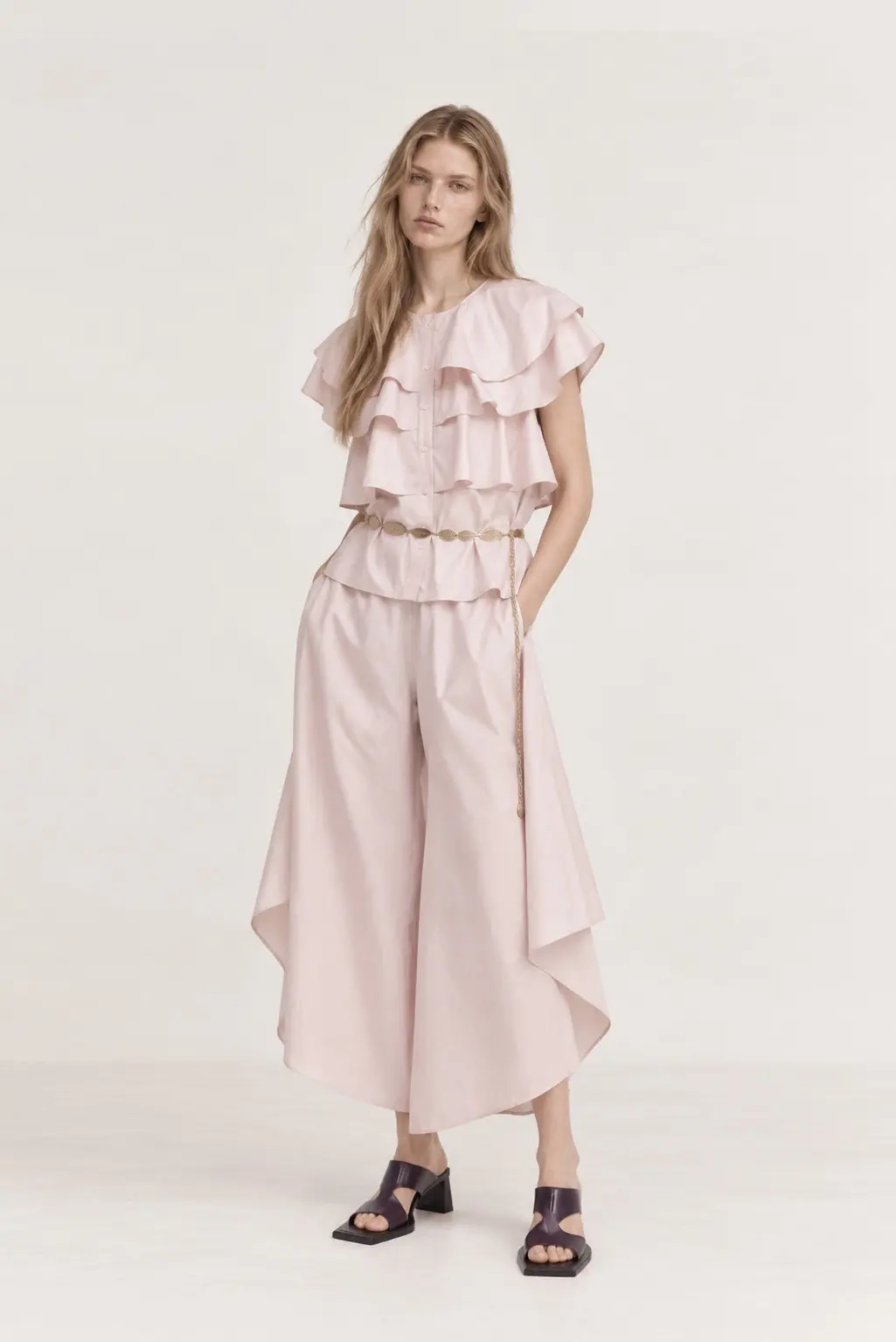 [CAHISIENNE] Wide Volume Skirt Pants (Pink Beige)