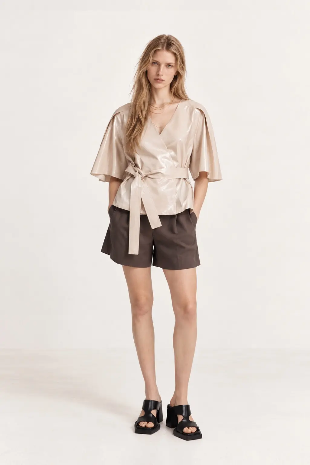 [CAHISIENNE] High-Waist Set Cropped Pants