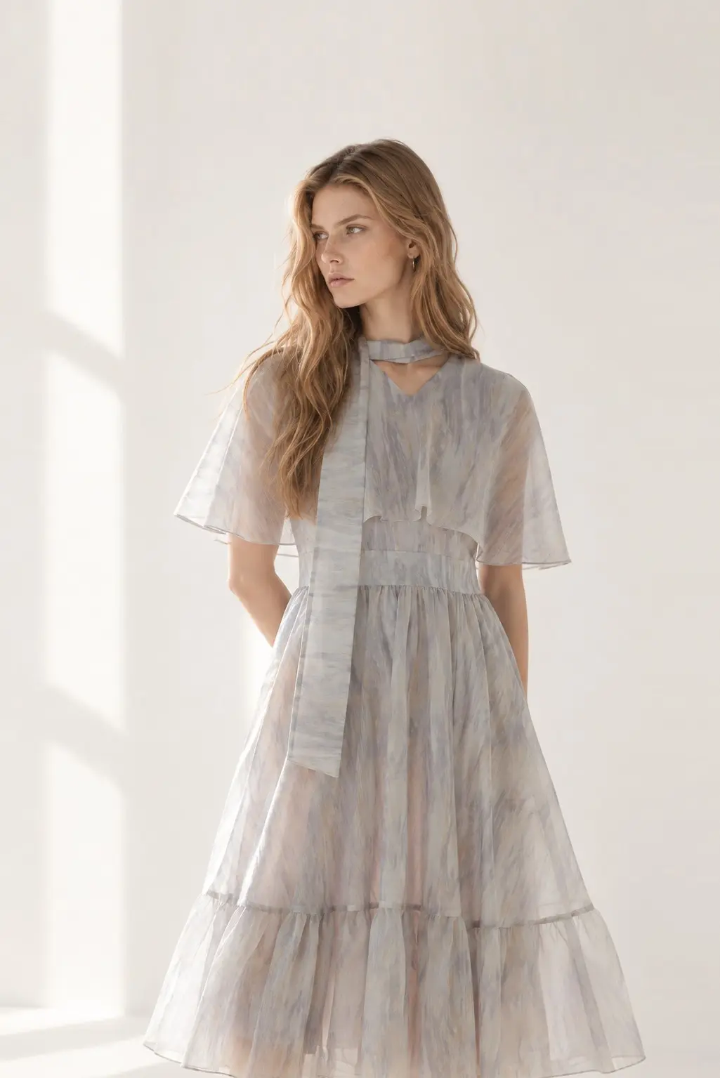 [CAHISIENNE] V-Neck Marble Long Dress