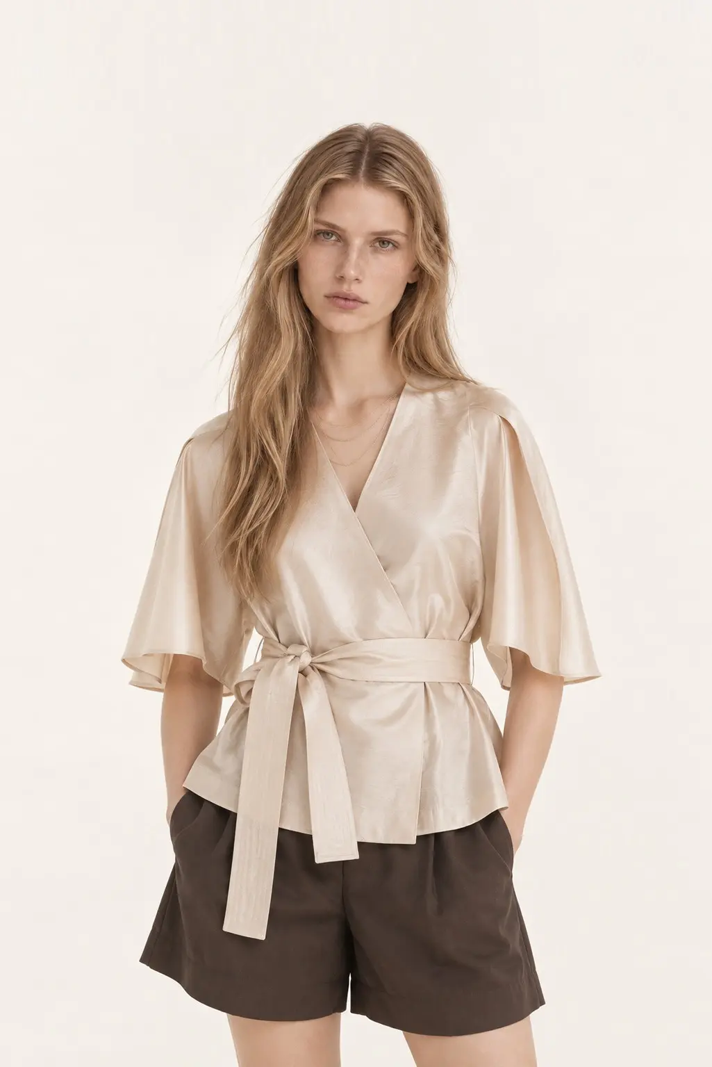 [CAHISIENNE] Puff Sleeve Drape Wrap Jacket