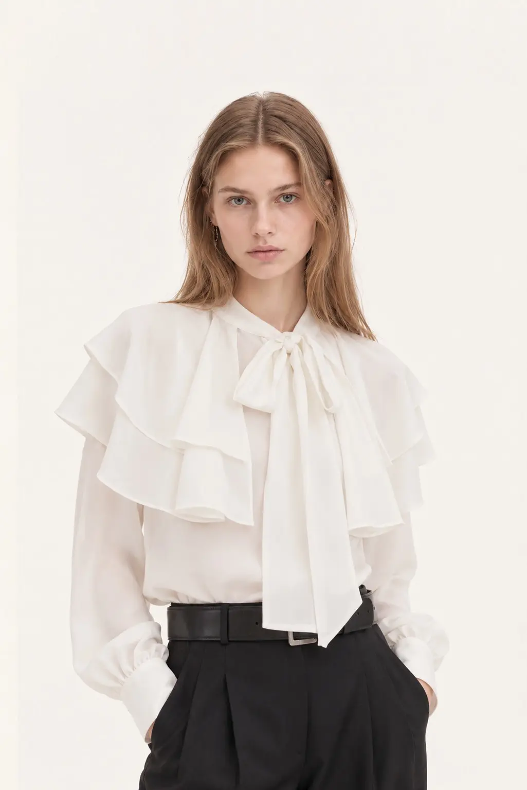 [CAHISIENNE] Ruffle Tie Blouse (White)
