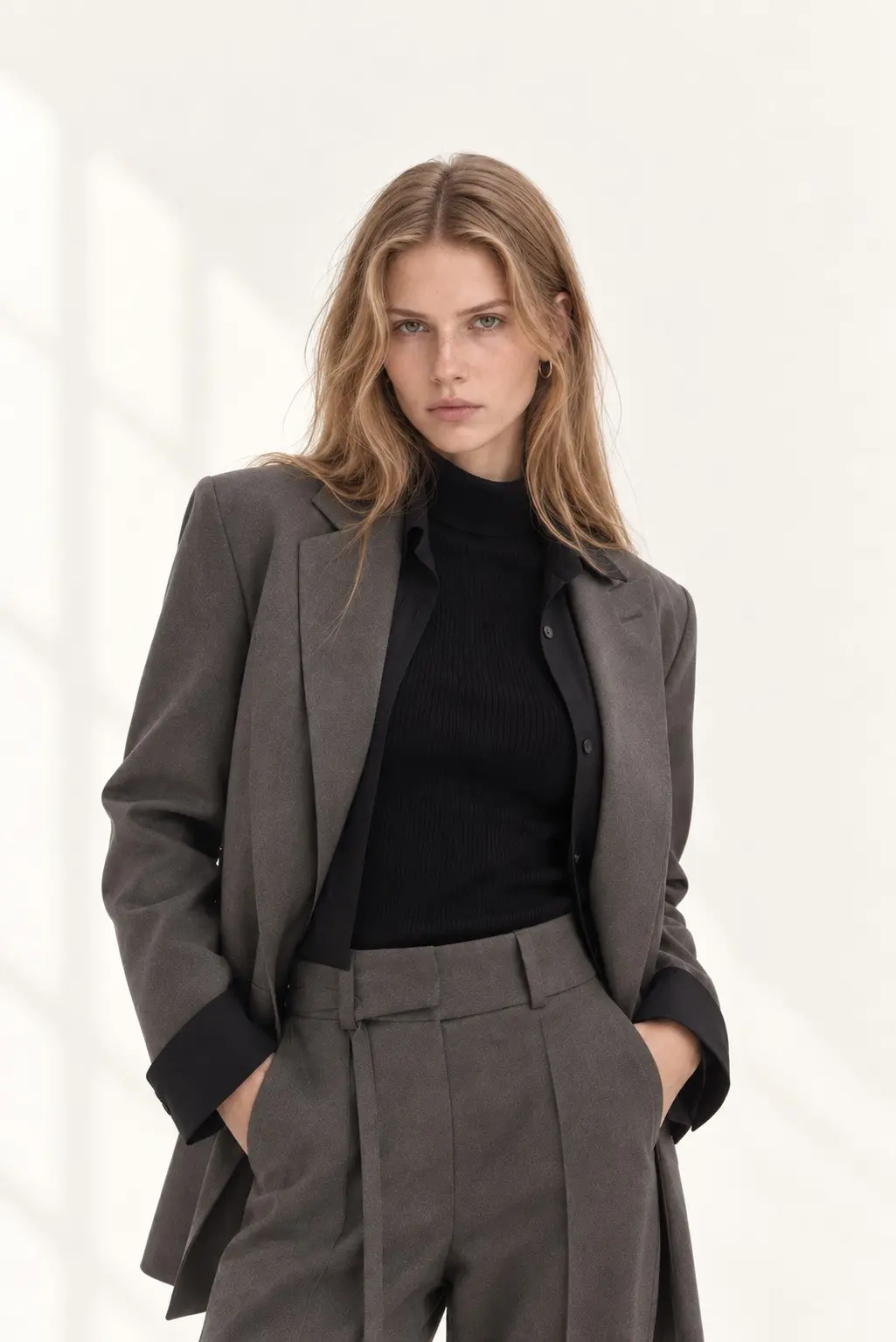 [CAHISIENNE] Asymmetric Pocket Shirt Layered Jacket