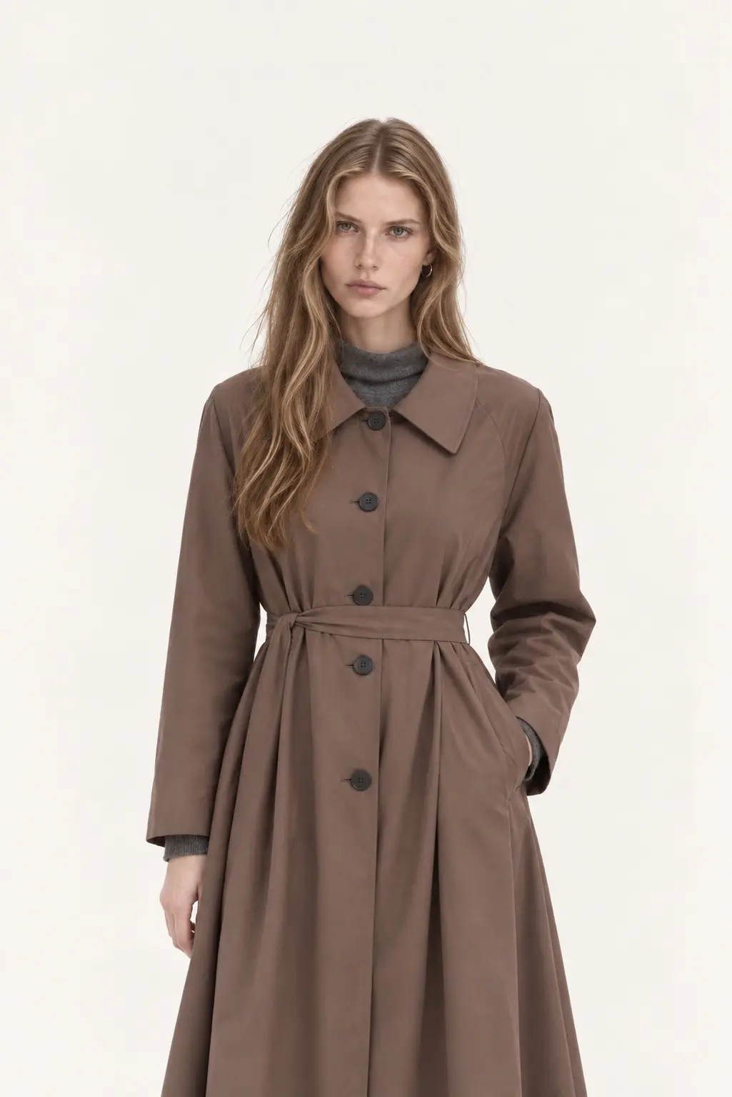 [CAHISIENNE] Belted Single Trench Coat