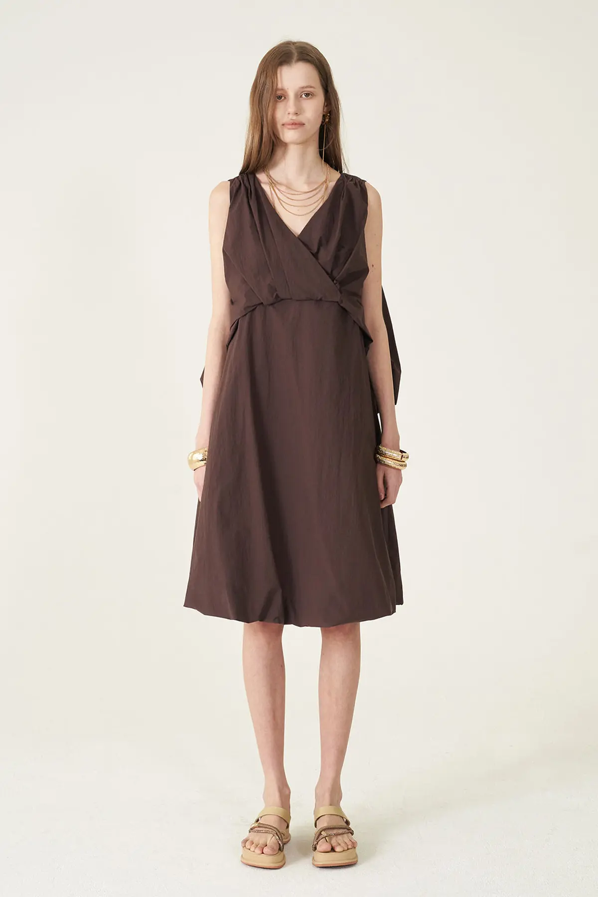 [CAHIERS 26SS] Papery Texture Back Volume Bustier Dress