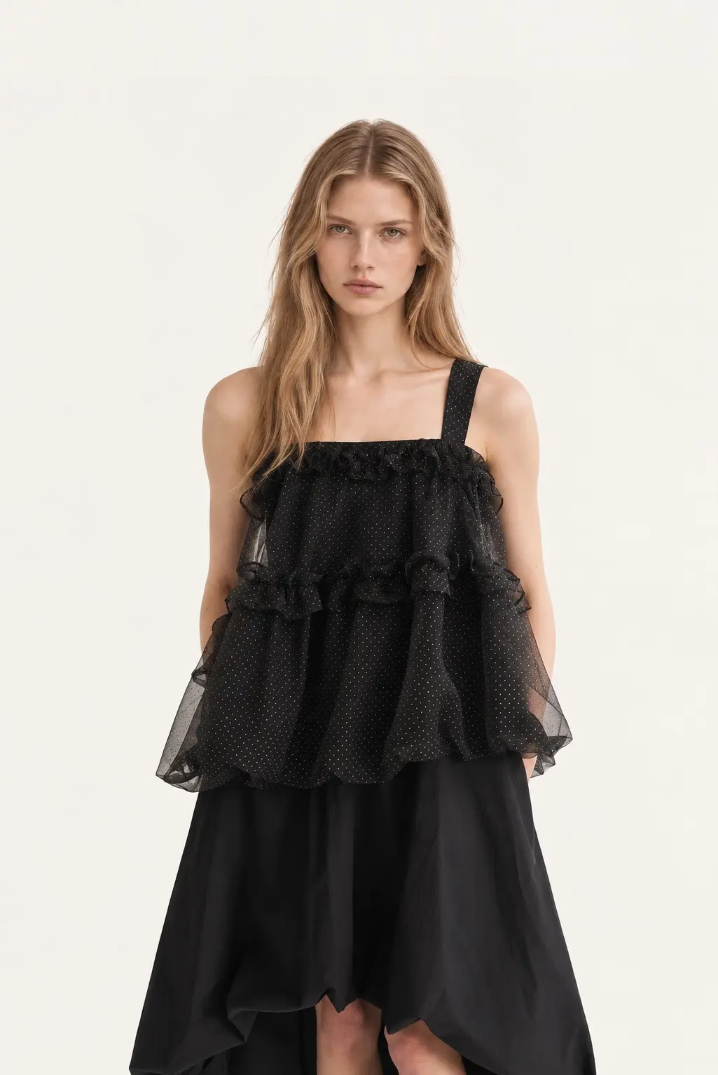 [CAHISIENNE] Gold Dot Asymmetric Balloon Bustier
