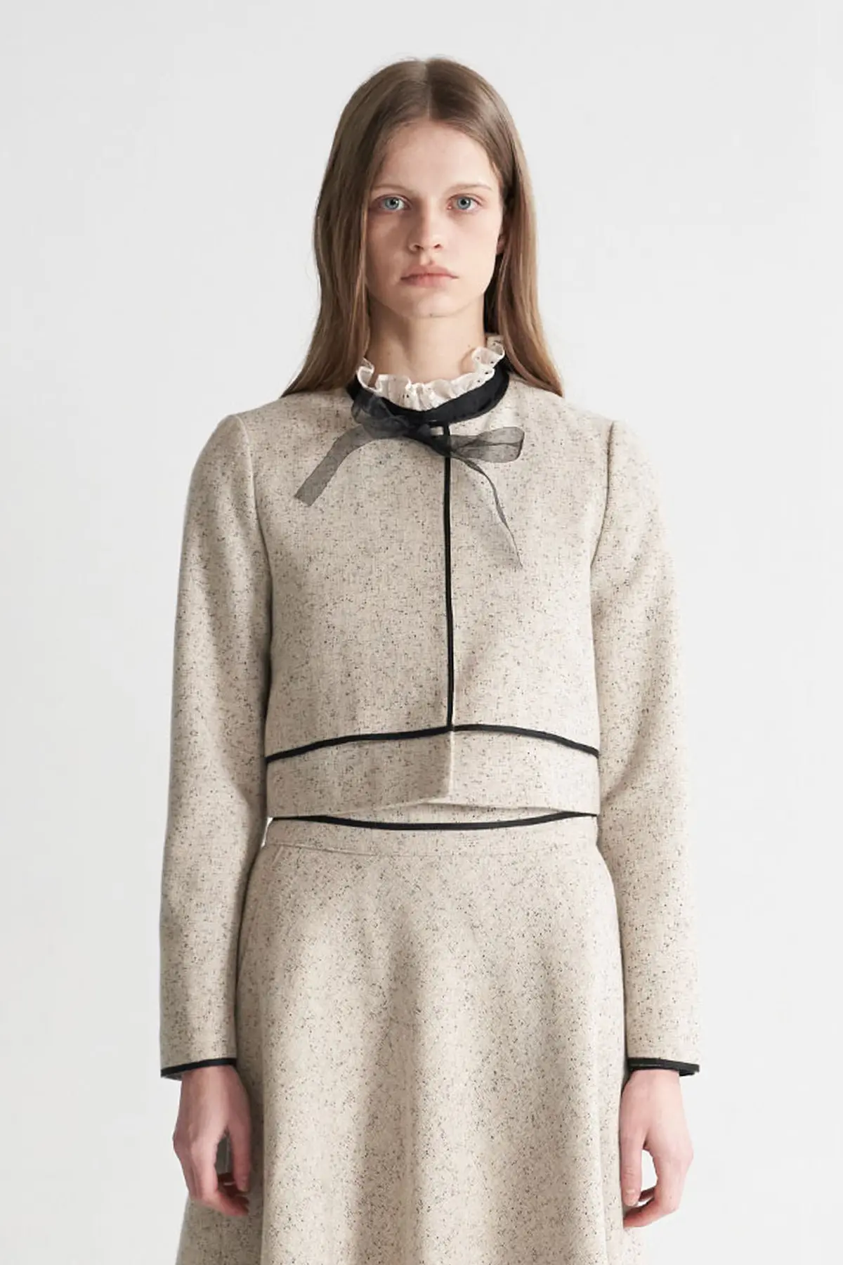 [CAHISIENNE 26SS] Organza Ribbon Tweed Trimming Jacket