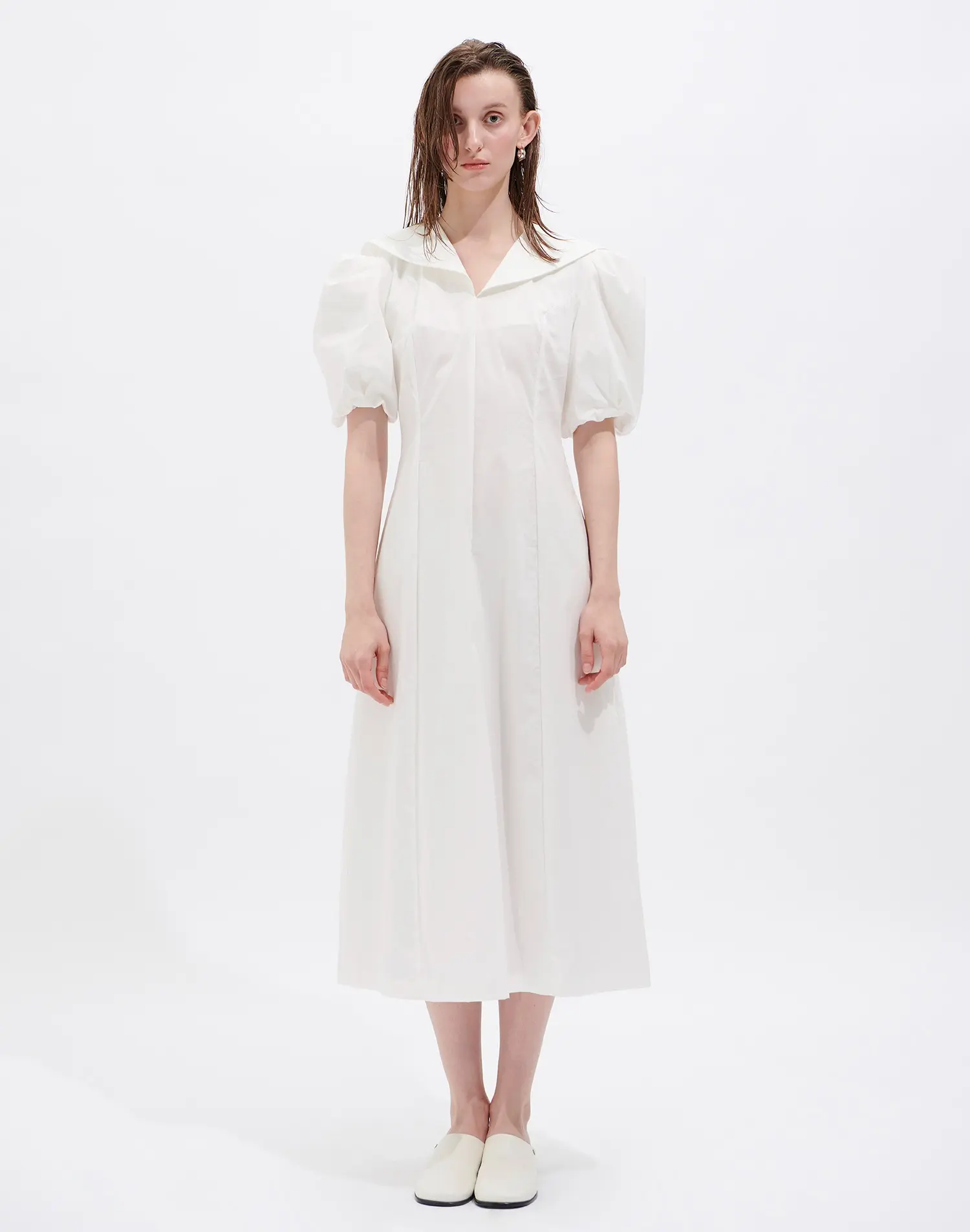 Sailor Puff Dress (White)