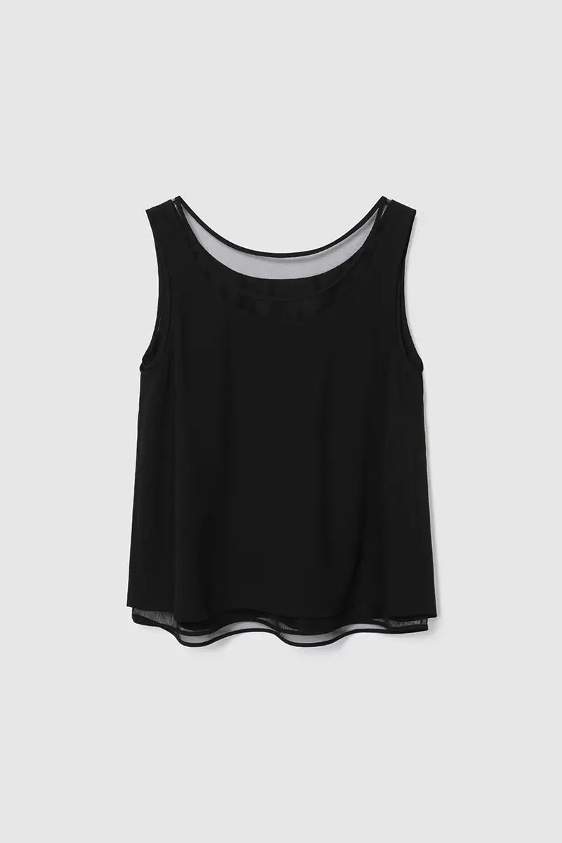 Double Layer Sleeveless Black