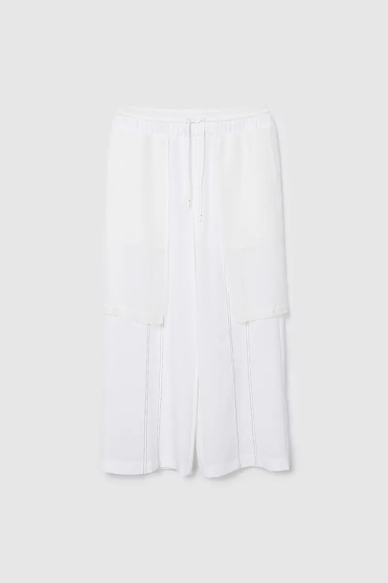 Contrast Stitch Pants White