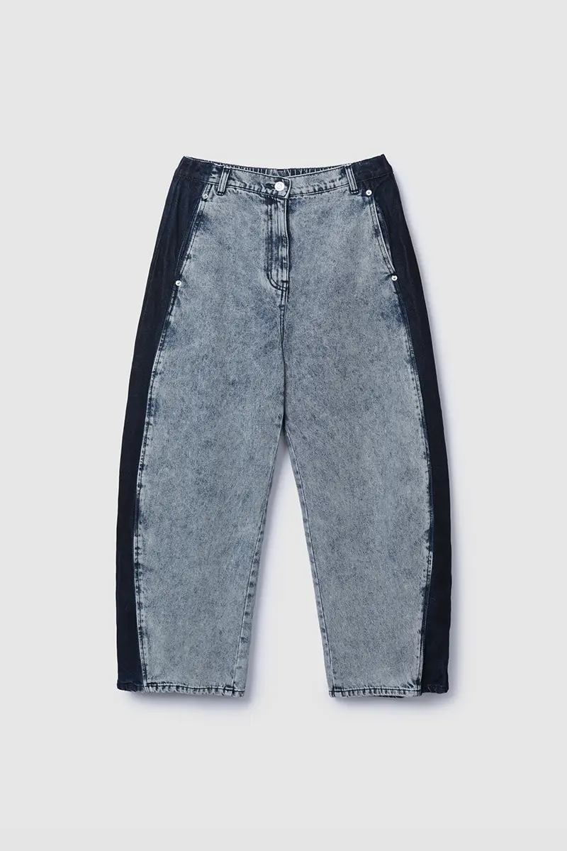 Curved Volume Washed Pants Blue