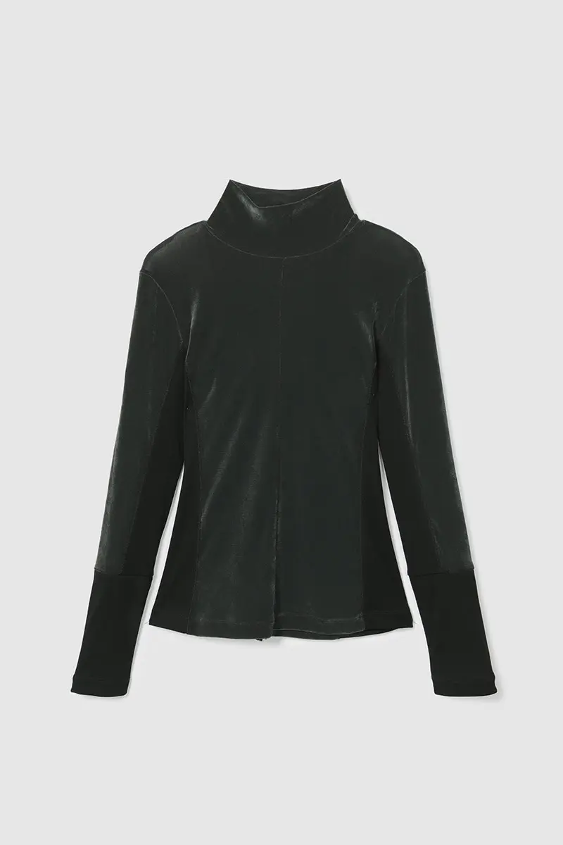 Dual-Tone Velvet T-Shirt Dark Grey