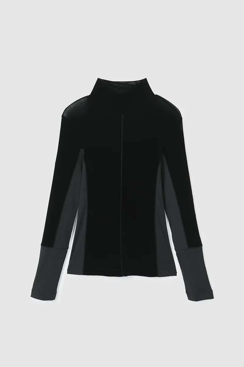 Dual-Tone Velvet T-Shirt Black