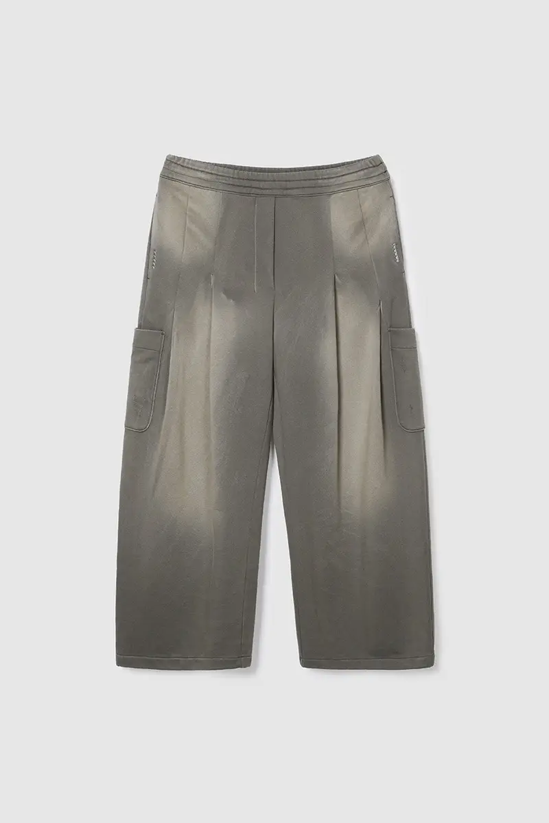 Washing Destroyed Wide Pants Khaki
