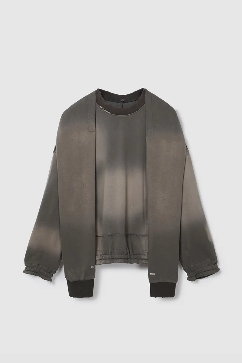 Washing Destroyed Sweatshirt Khaki