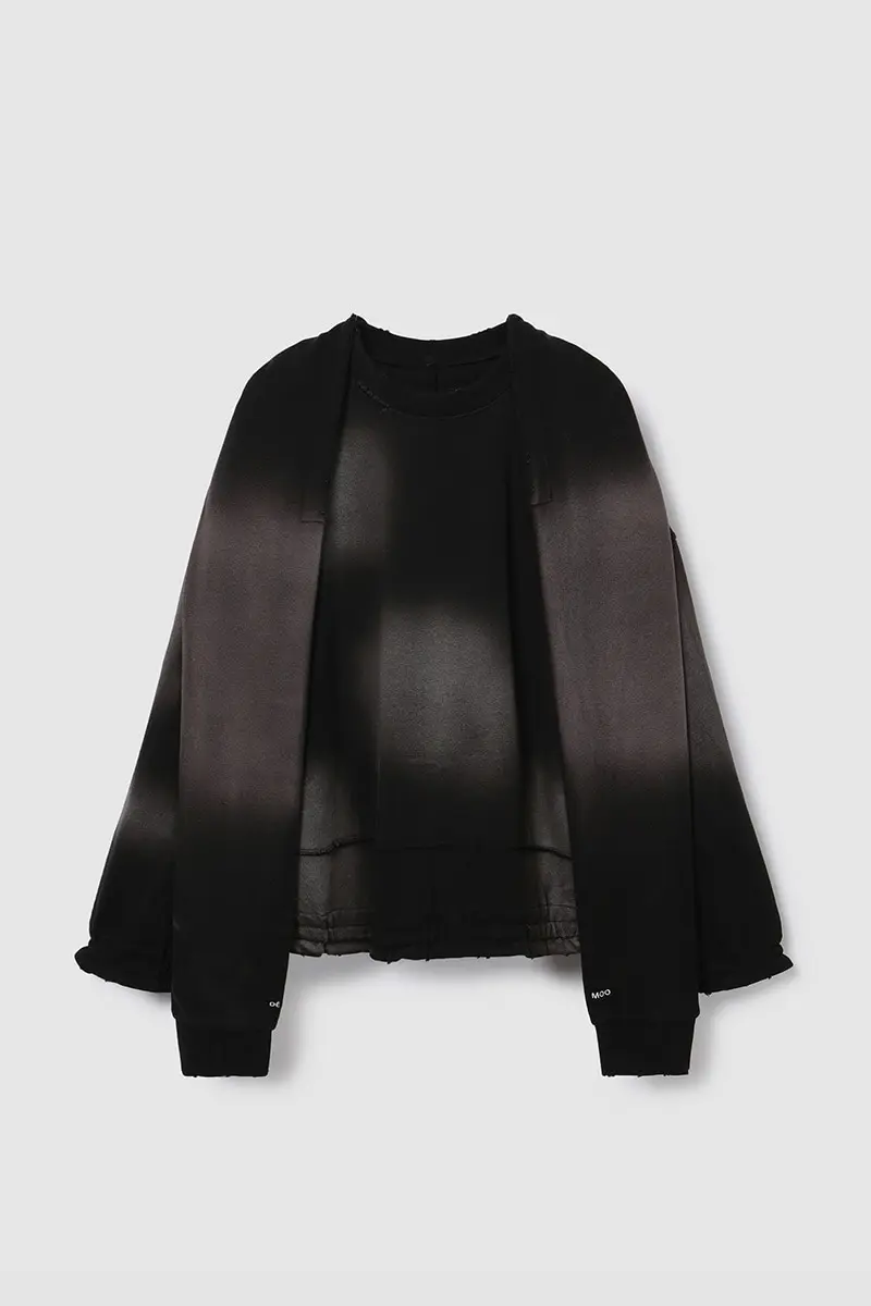 Washing Destroyed Sweatshirt Black