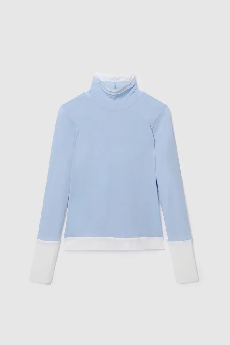 Color Block Long Sleeve T-Shirts Sky