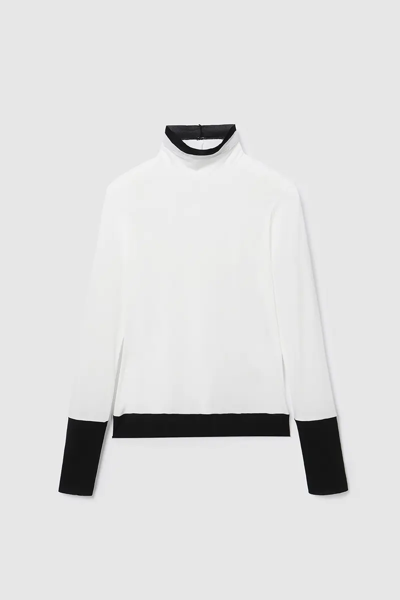 Color Block Long Sleeve T-Shirts White