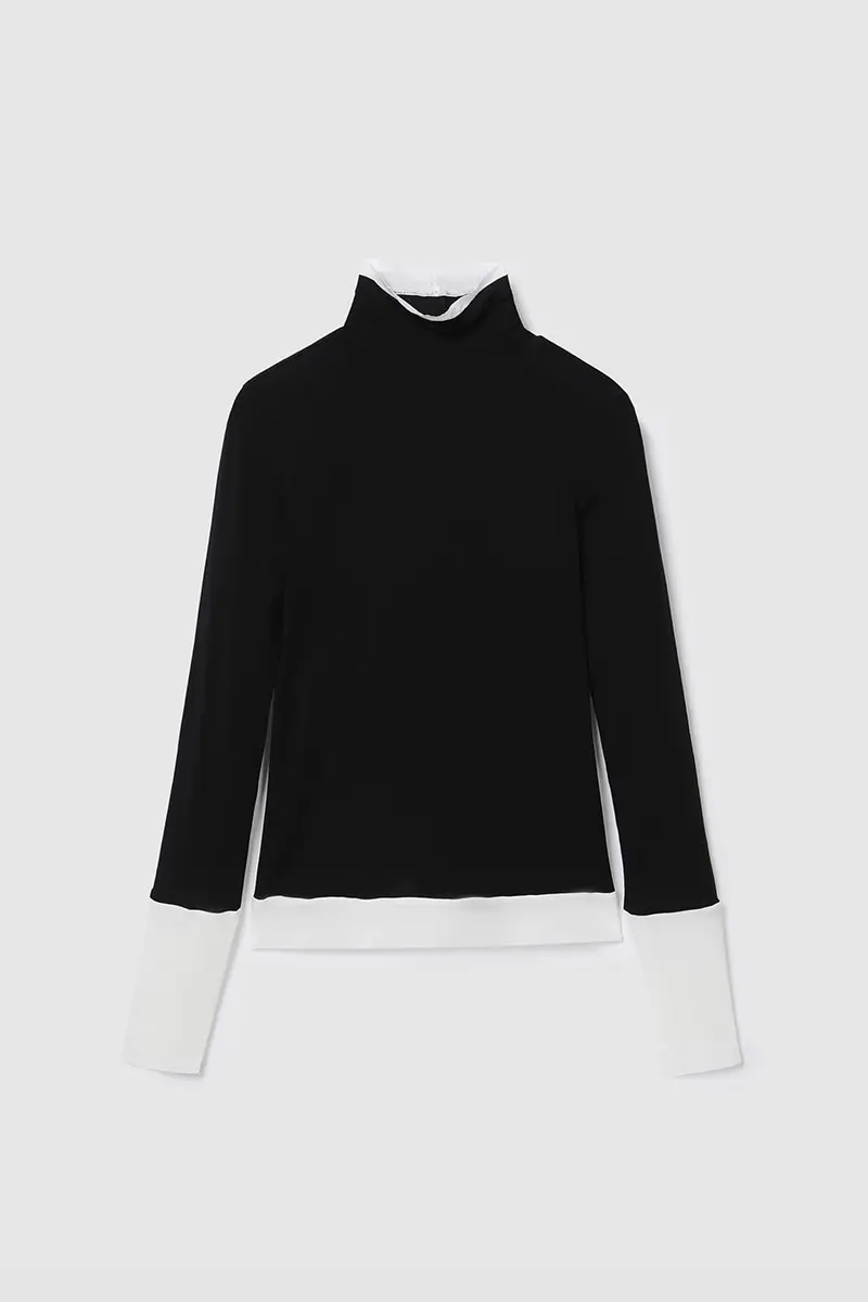 Color Block Long Sleeve T-Shirts Black