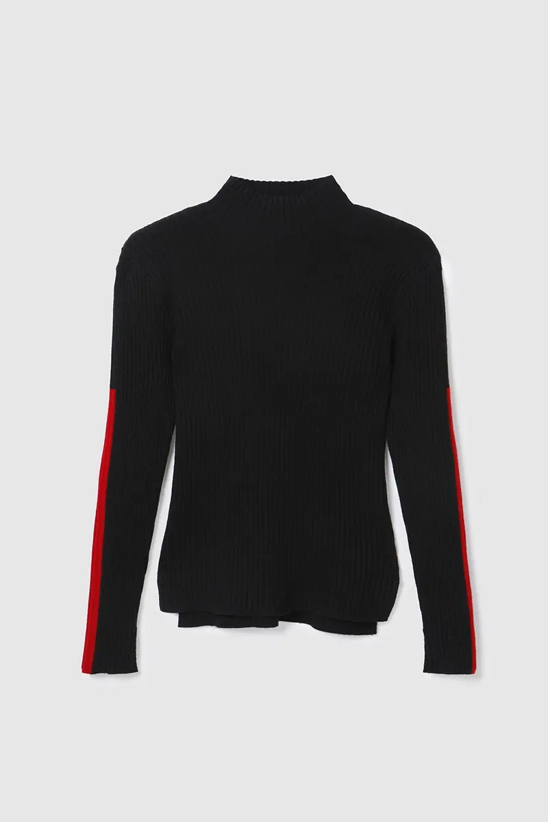 Cashmere Blend Color Block Pullover Red PT