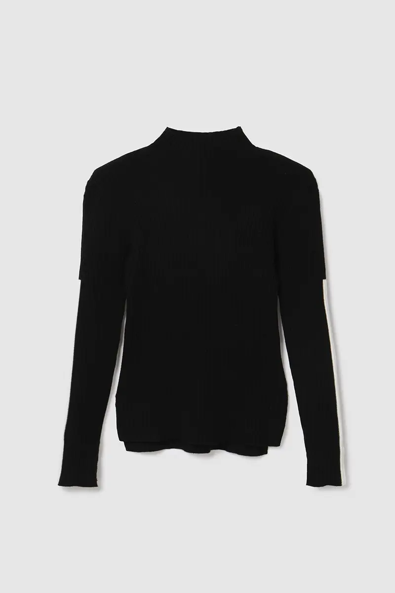 Cashmere Blend Color Block Pullover Black PT