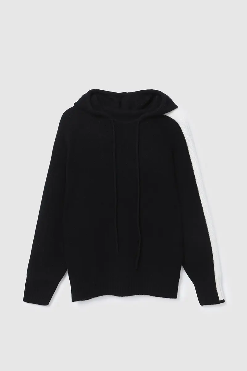 Cashmere Hood Knit Pullover Black