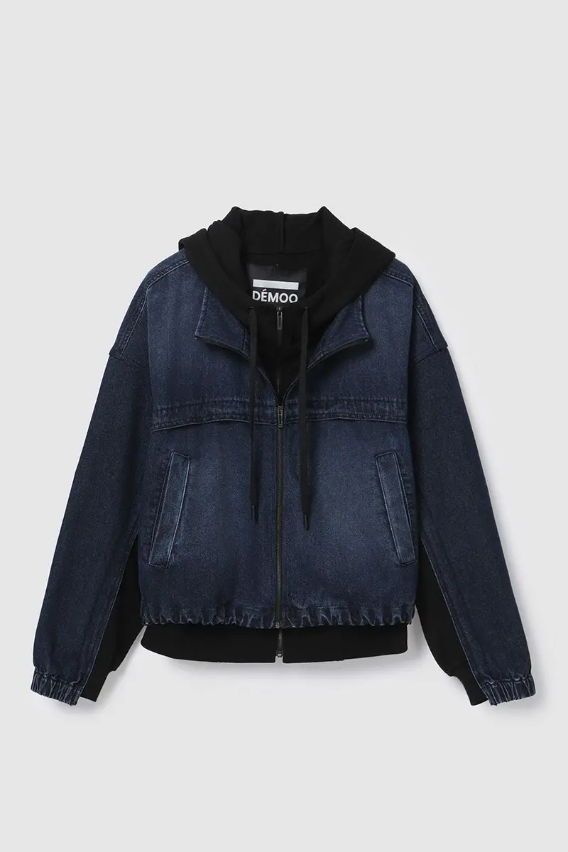 Denim Mix Hood Jacket Navy