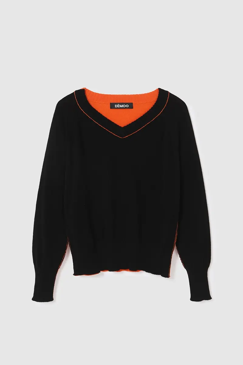 Cashmere V-Neck Pullover Black PT