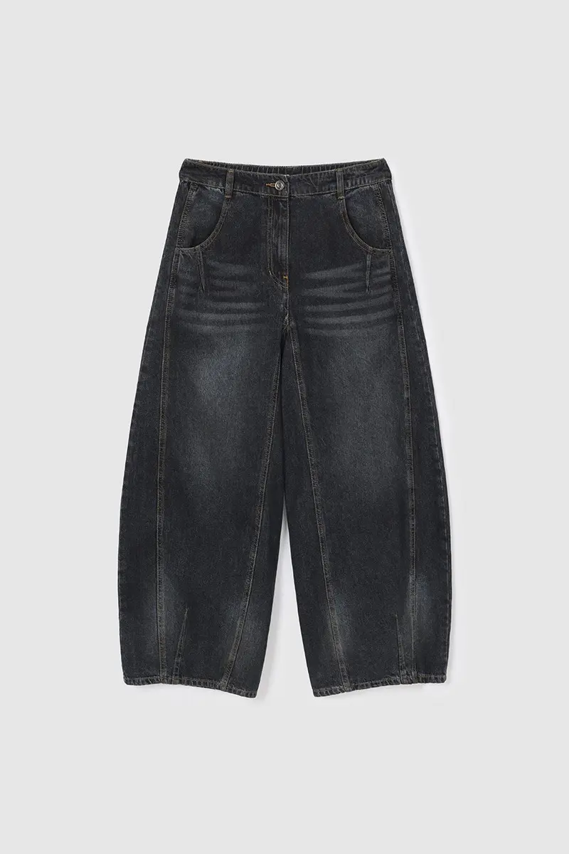 Oil Washed Denim Pants Blue