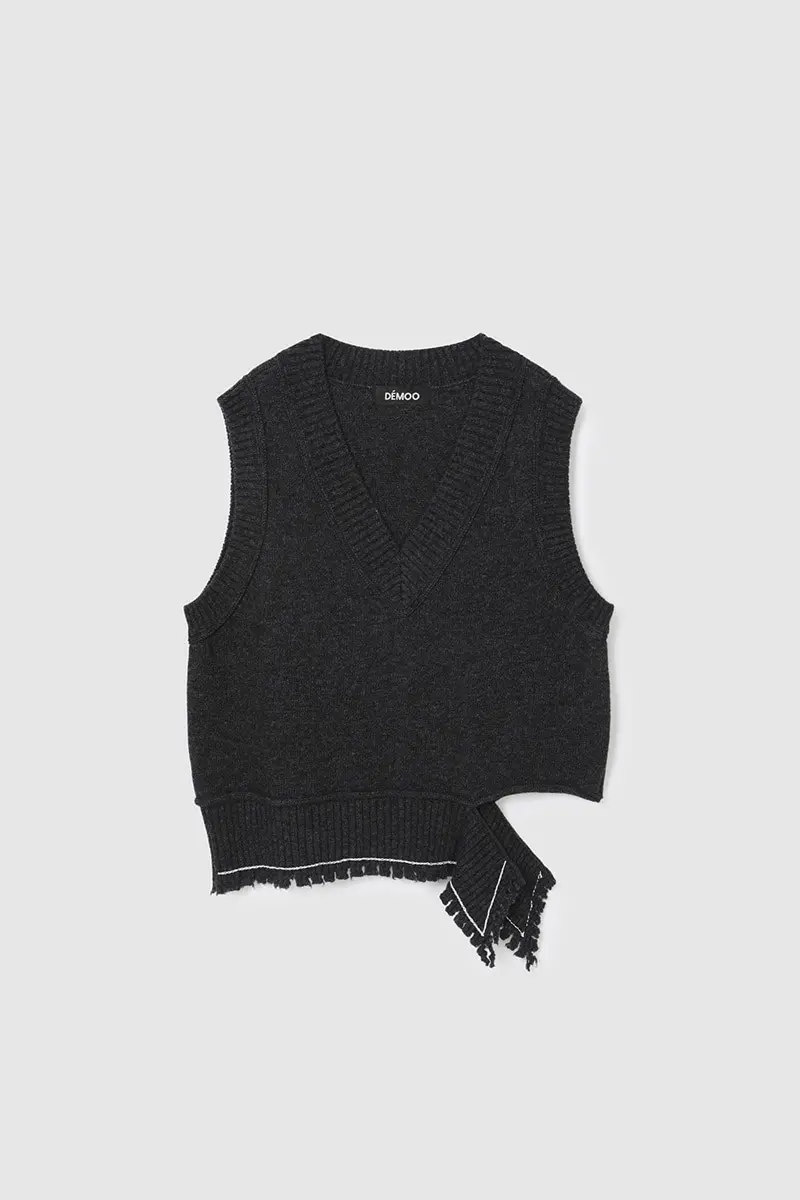Stitch V-Neck Vest Dark Grey