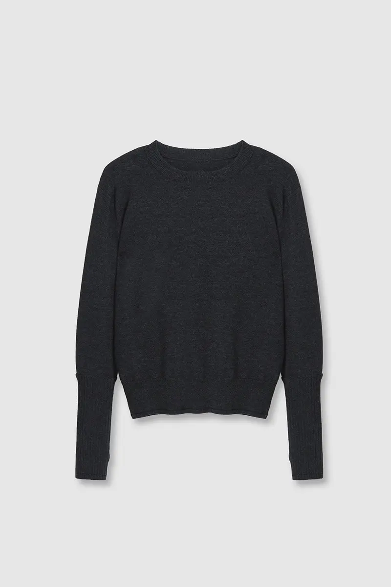 Round Neck Long Sleeve Dark Grey