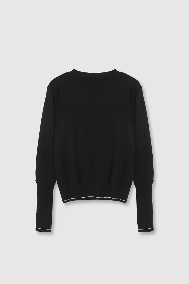 Round Neck Long Sleeve Black