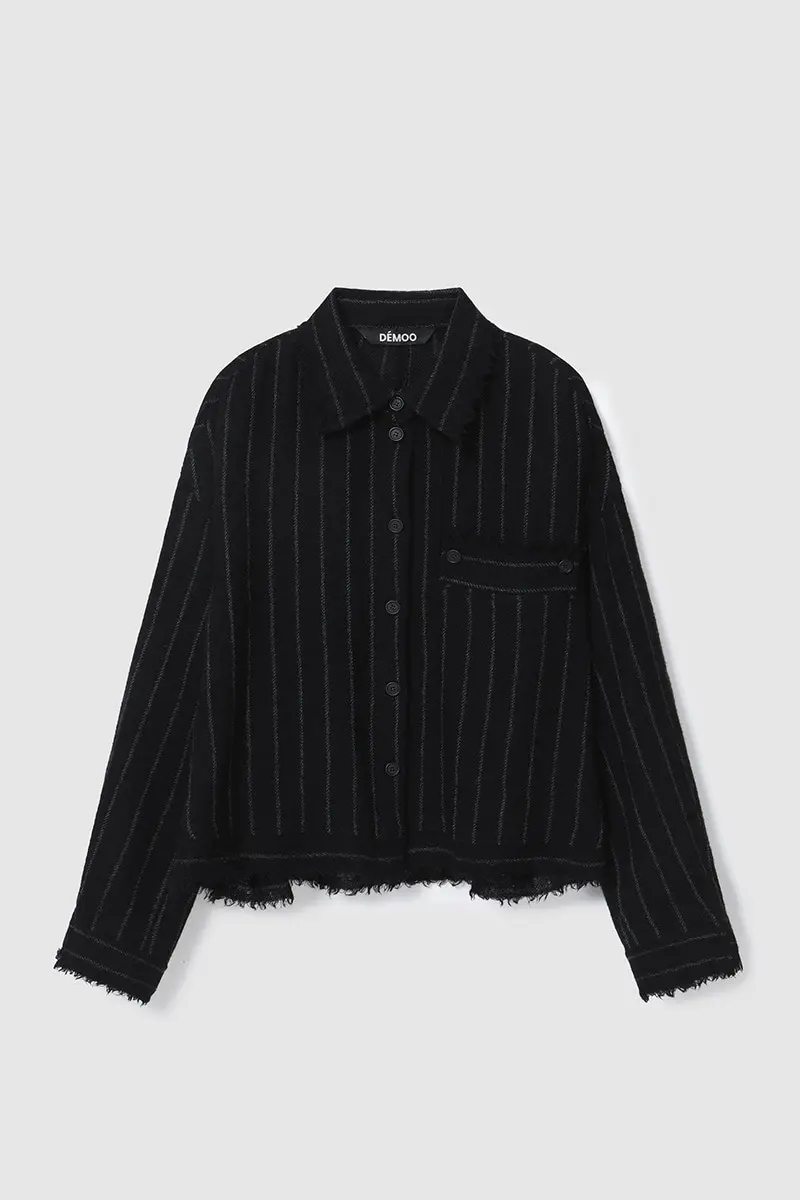 Fringe Detail Blouse BK/GY