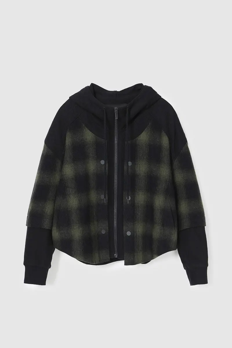 Check Block Hood Jacket Khaki PT