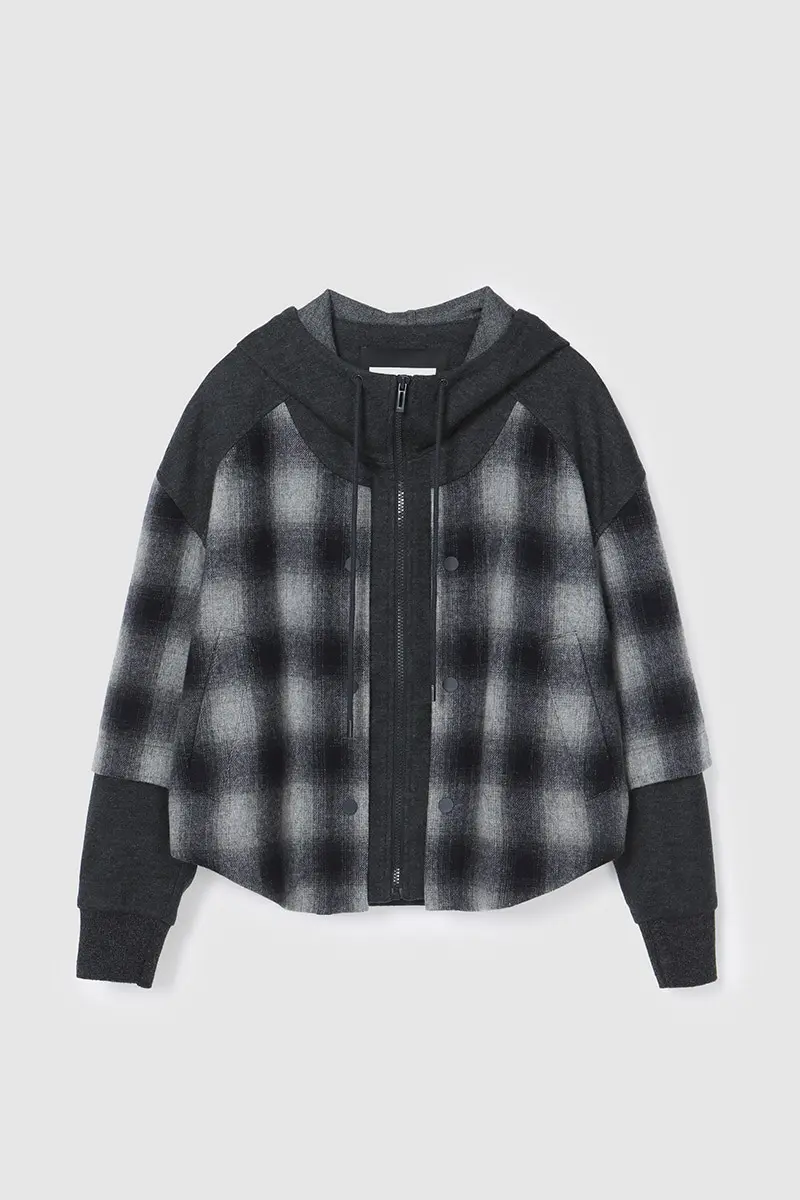 Check Block Hood Jacket Grey PT