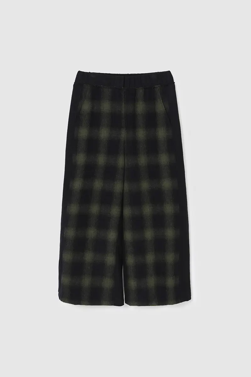 Check Block Wide Pants Khaki PT