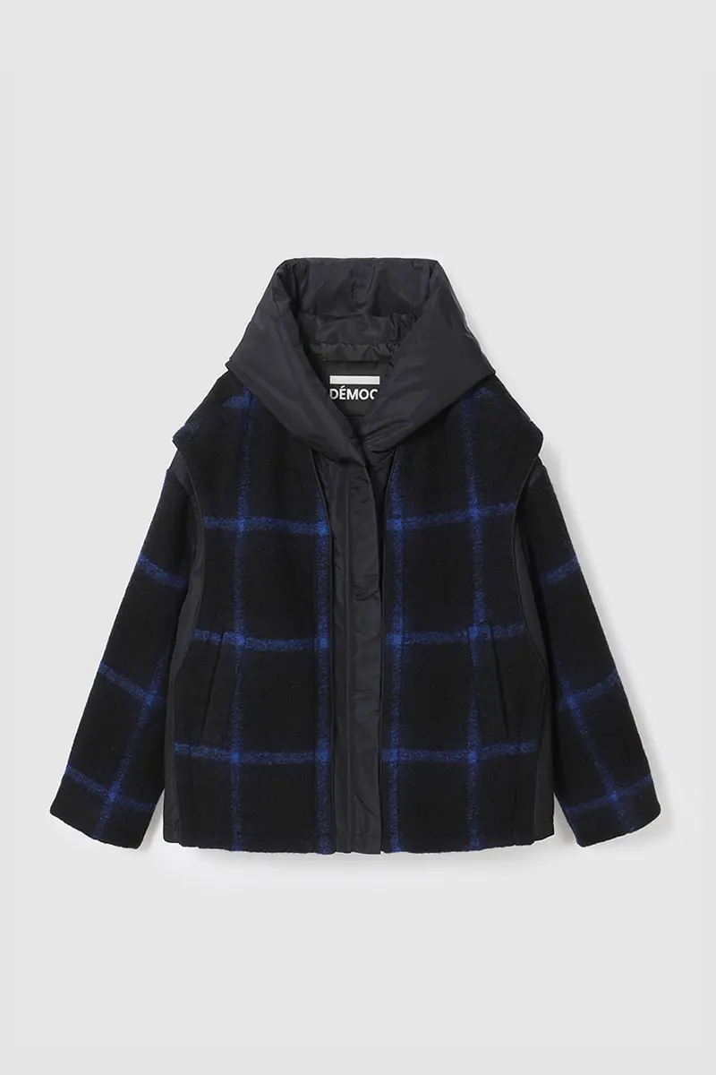 Drop Shoulder Check Jacket Blue PT