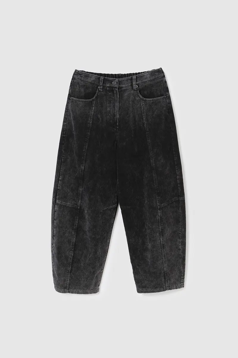 Coduroy Round Fit Pants Black