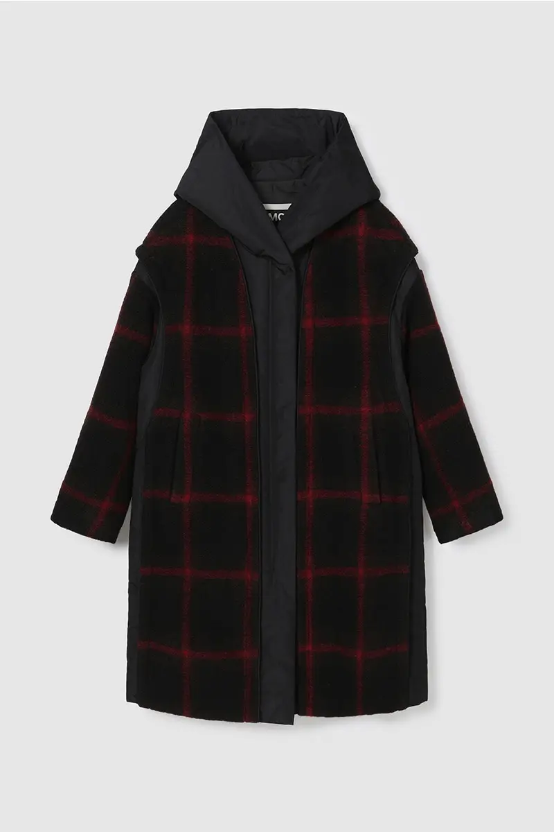 Drop Shoulder Check Coat Red PT