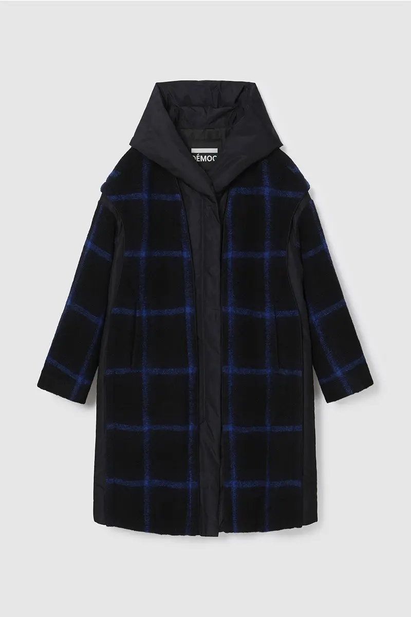 Drop Shoulder Check Coat Blue PT