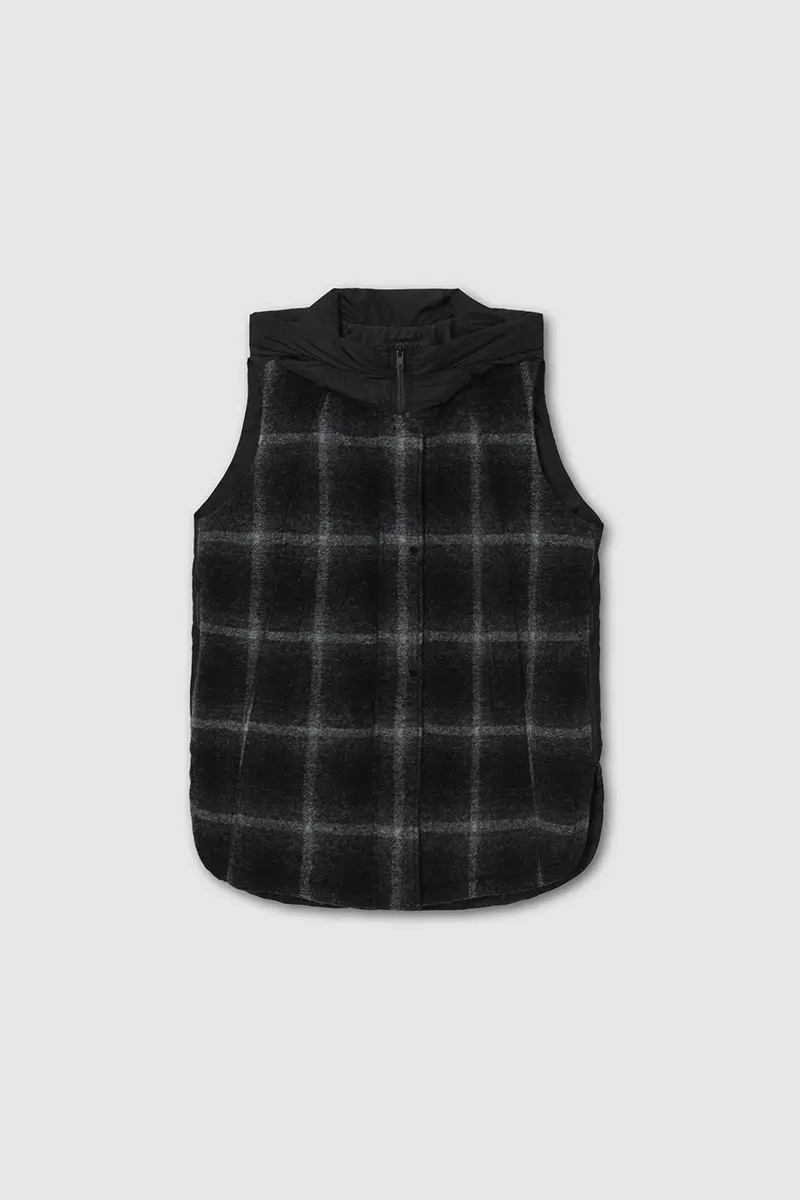 Check & Quilted Padded Vest Black PT