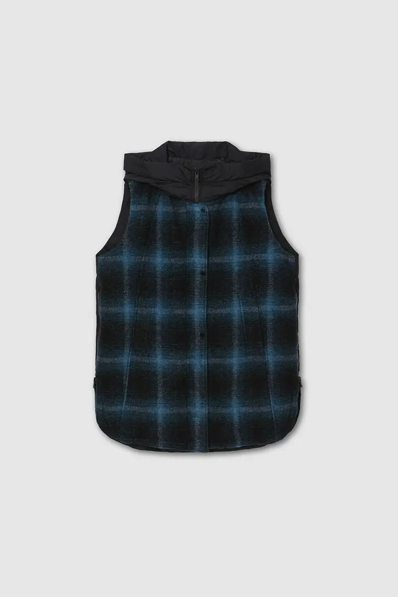 Check & Quilted Padded Vest Blue Green PT