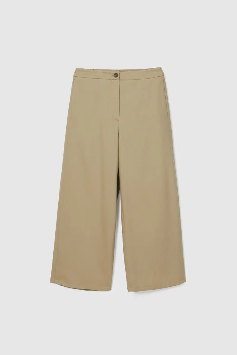 Semi-Wide Back-Banded Pants Beige