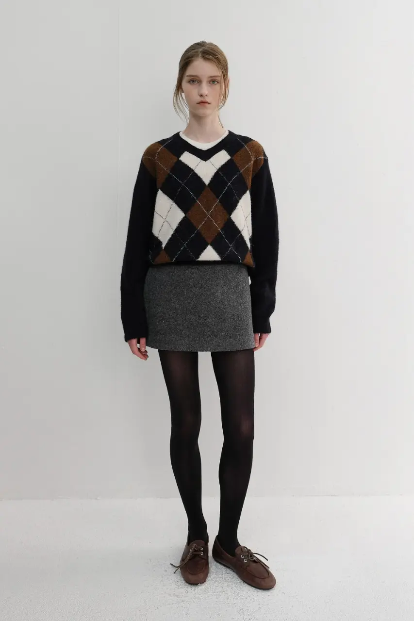 Wool Mini Skirt (Melange Grey)