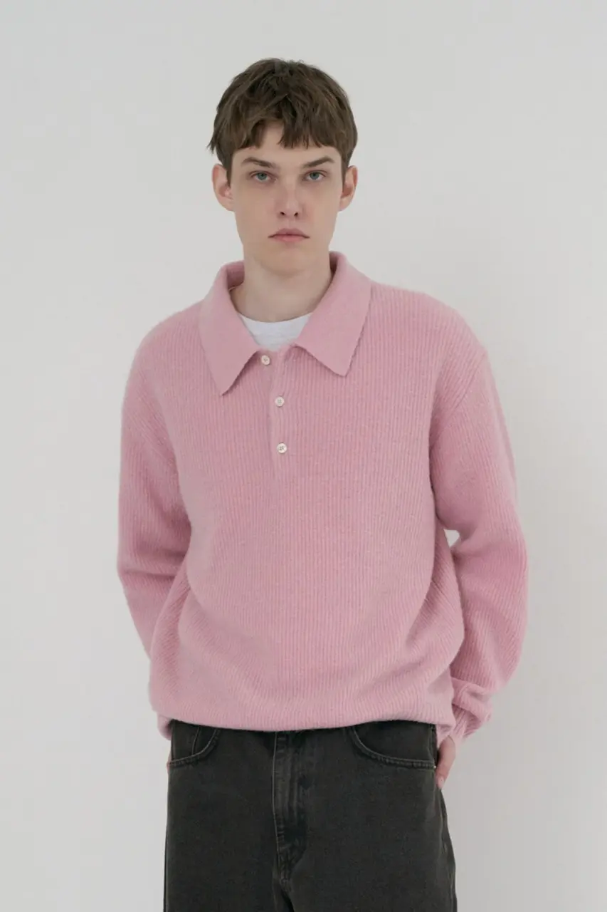 Unisex Hairy Collared Sweater (Soft Pink)
