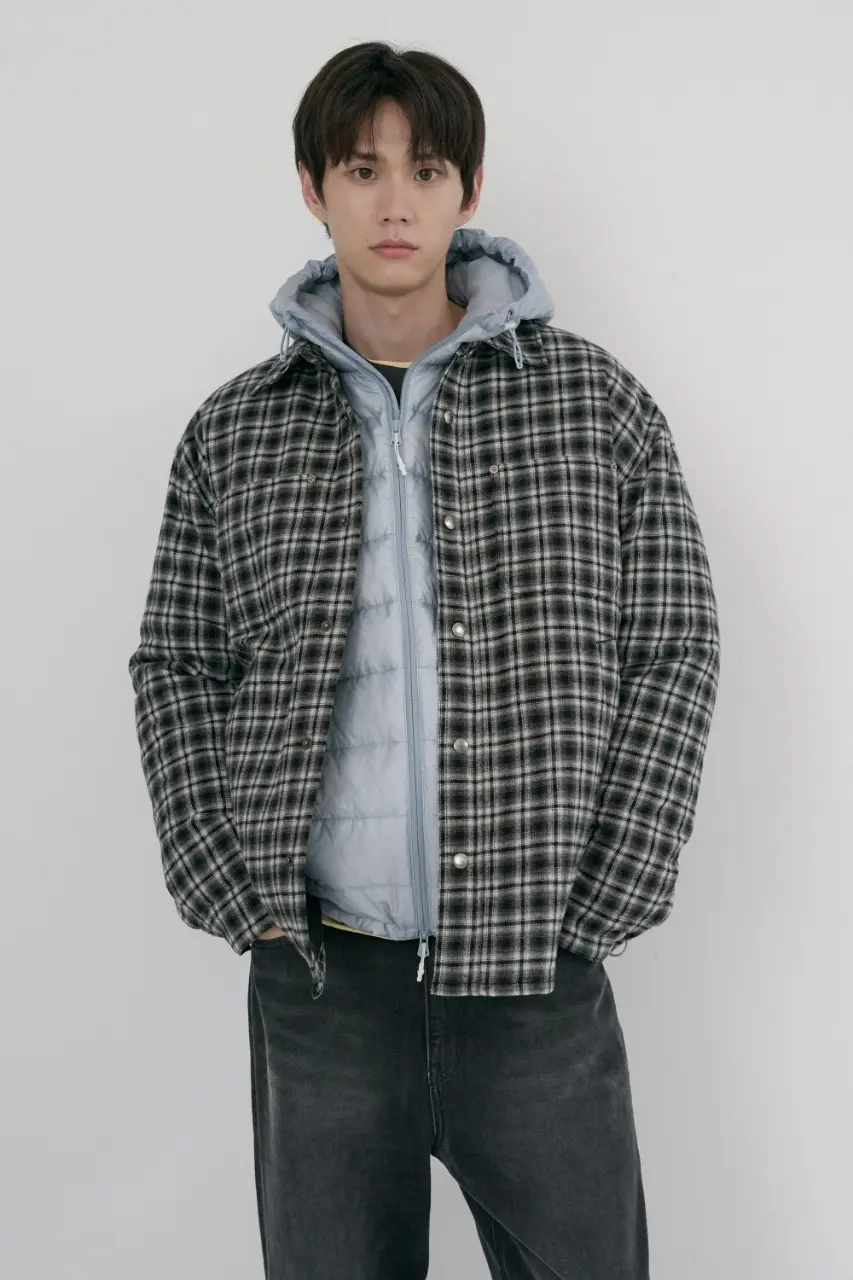 Unisex Quilted Flannel Shirt (Black Check)