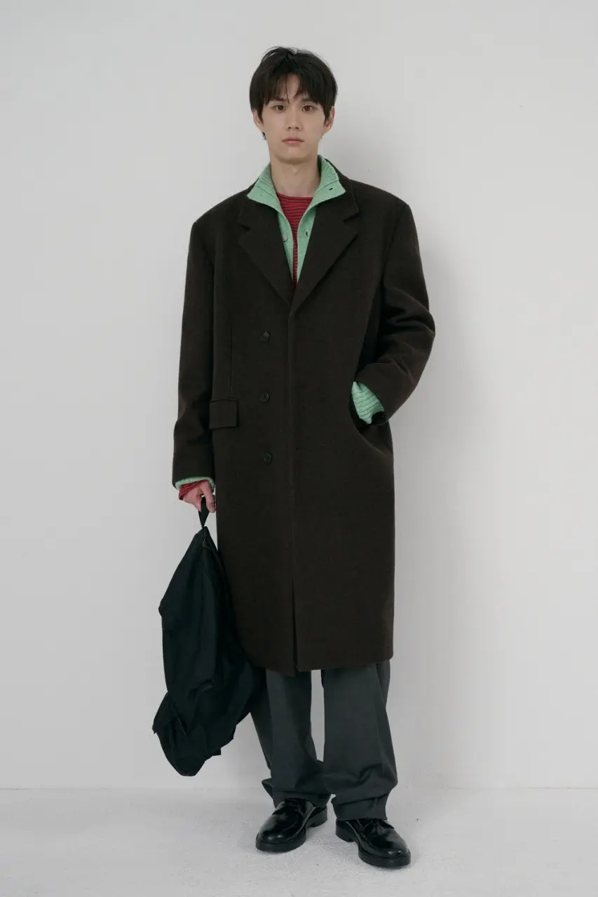 Unisex Boxy Tailored Coat (Deep Brown)