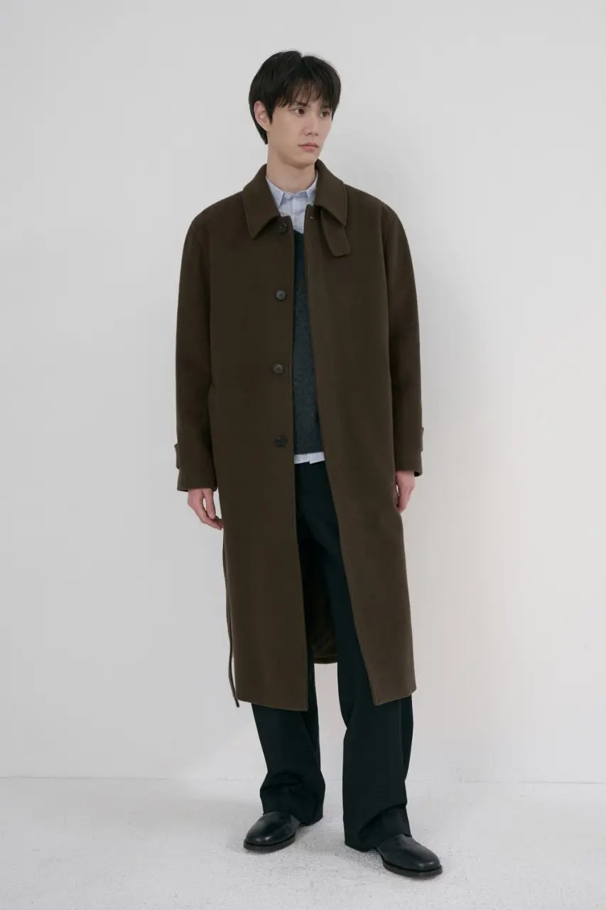 Unisex Belted Cashmere Mac Coat (Mocha Brown)