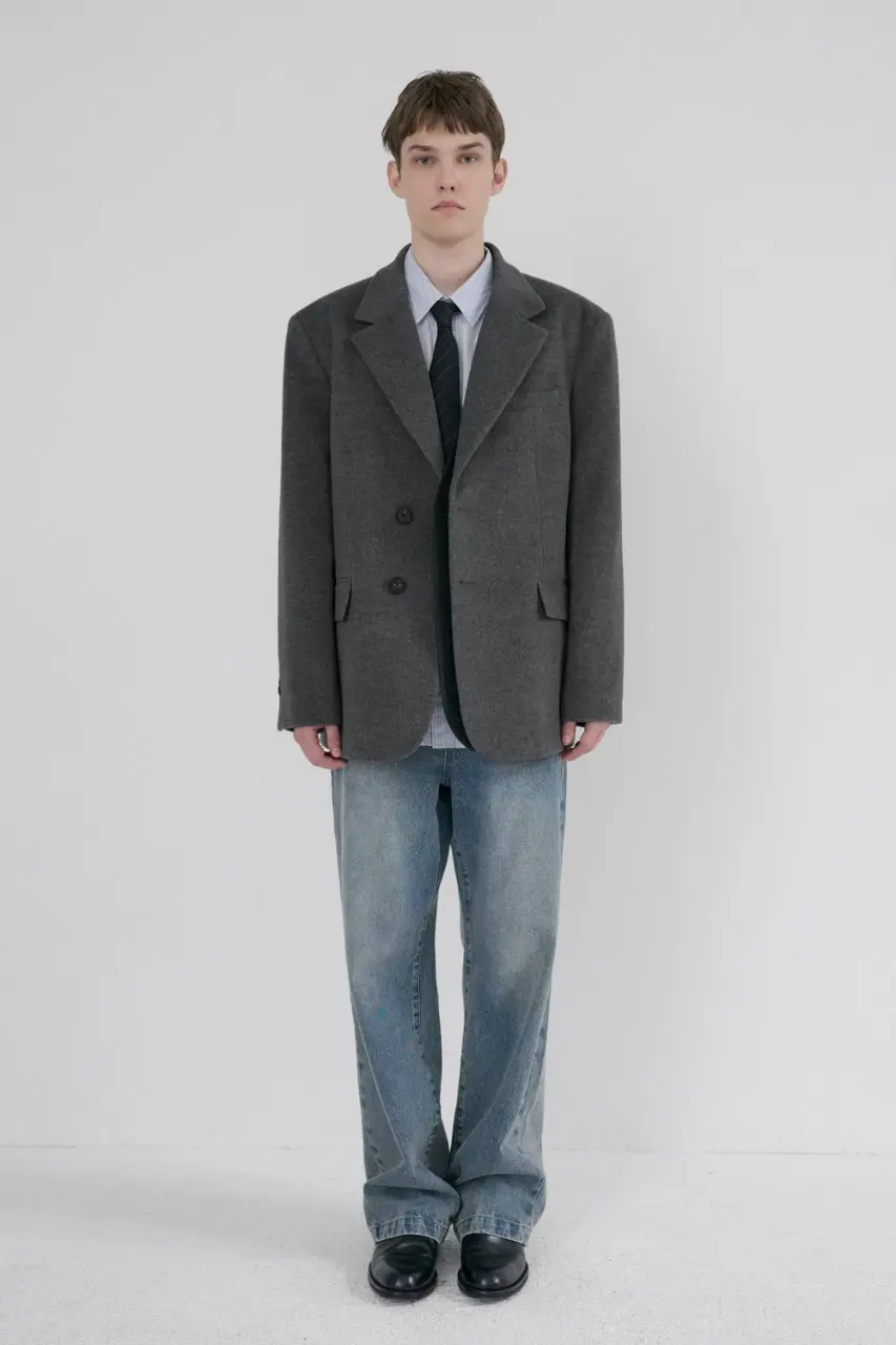 Unisex Layered Cashmere Blazer (Charcoal Grey)