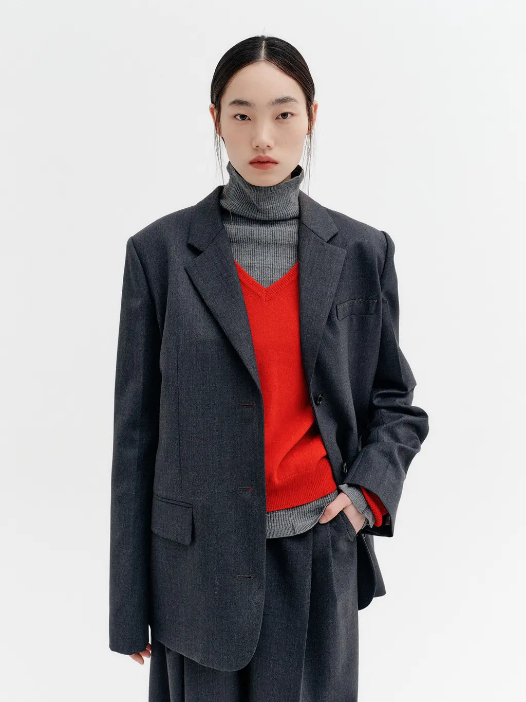Single Breasted Jacket - Charcoal